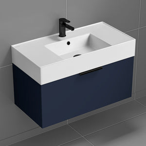 Blue Bathroom Vanity, Floating, 32"