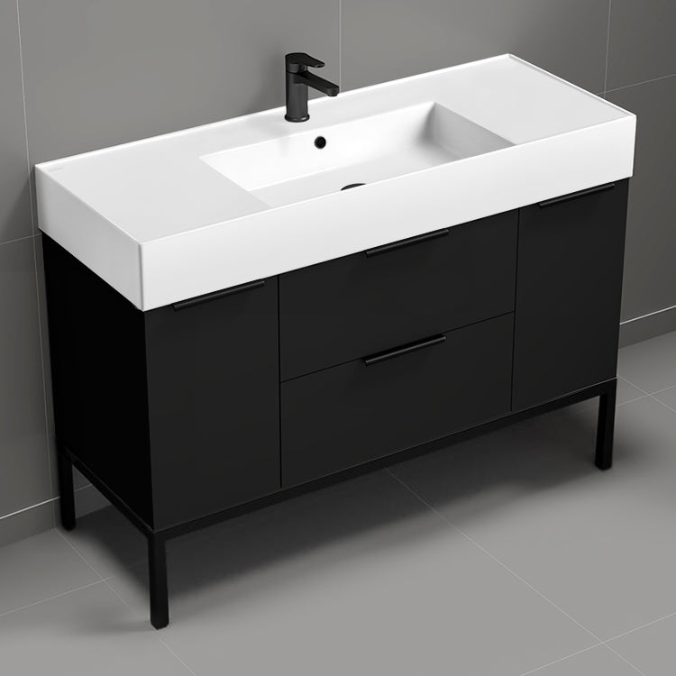 48" Bathroom Vanity, Free Standing, Matte Black