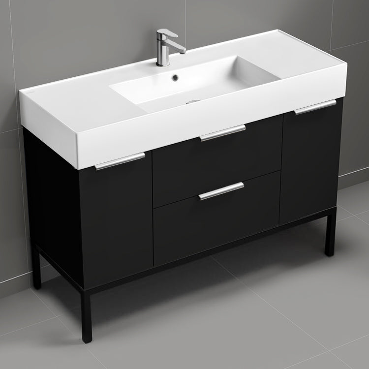48" Bathroom Vanity, Free Standing, Matte Black