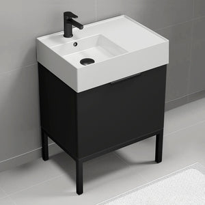 Modern Bathroom Vanity, Free Standing, 24", Matte Black