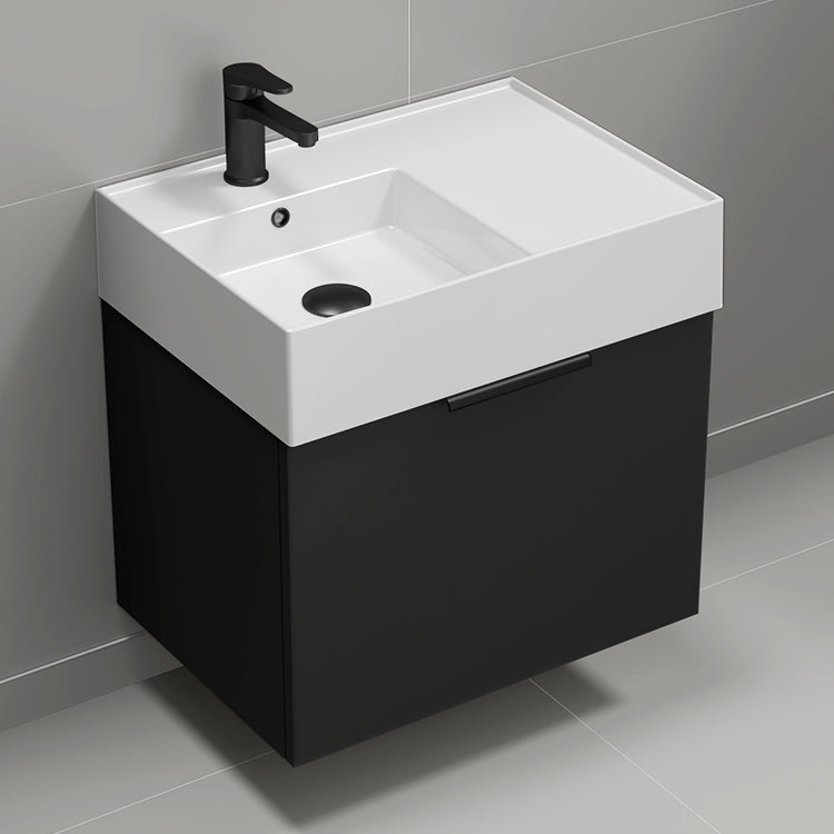 Black Bathroom Vanity, Modern, Wall Mounted, 24"