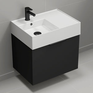 Black Bathroom Vanity, Modern, Wall Mounted, 24"