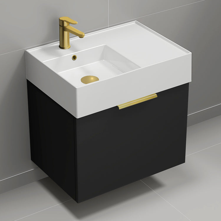 Black Bathroom Vanity, Modern, Wall Mounted, 24"