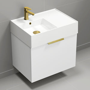Modern Bathroom Vanity, Wall Mount, 24", Glossy White