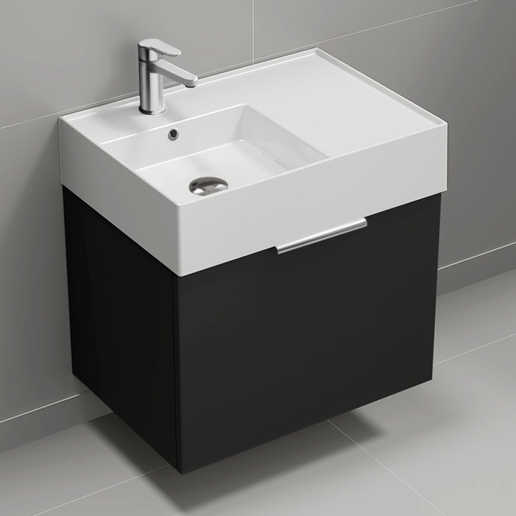 Black Bathroom Vanity, Modern, Wall Mounted, 24"