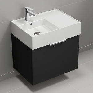 Black Bathroom Vanity, Modern, Wall Mounted, 24"