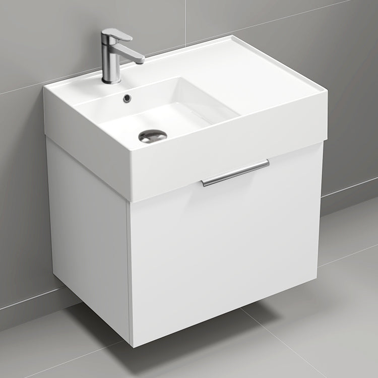 Modern Bathroom Vanity, Wall Mount, 24", Glossy White