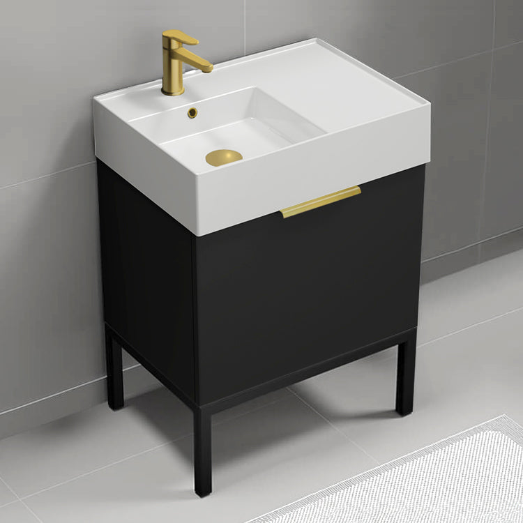 Modern Bathroom Vanity, Free Standing, 24", Matte Black