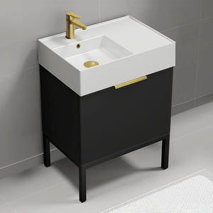 Modern Bathroom Vanity, Free Standing, 24", Matte Black