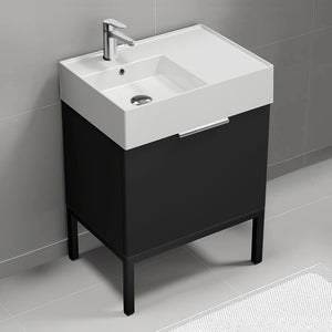 Modern Bathroom Vanity, Free Standing, 24", Matte Black