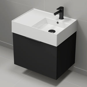 Black Bathroom Vanity, Modern, Wall Mounted, 24"