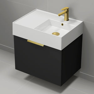 Black Bathroom Vanity, Modern, Wall Mounted, 24"