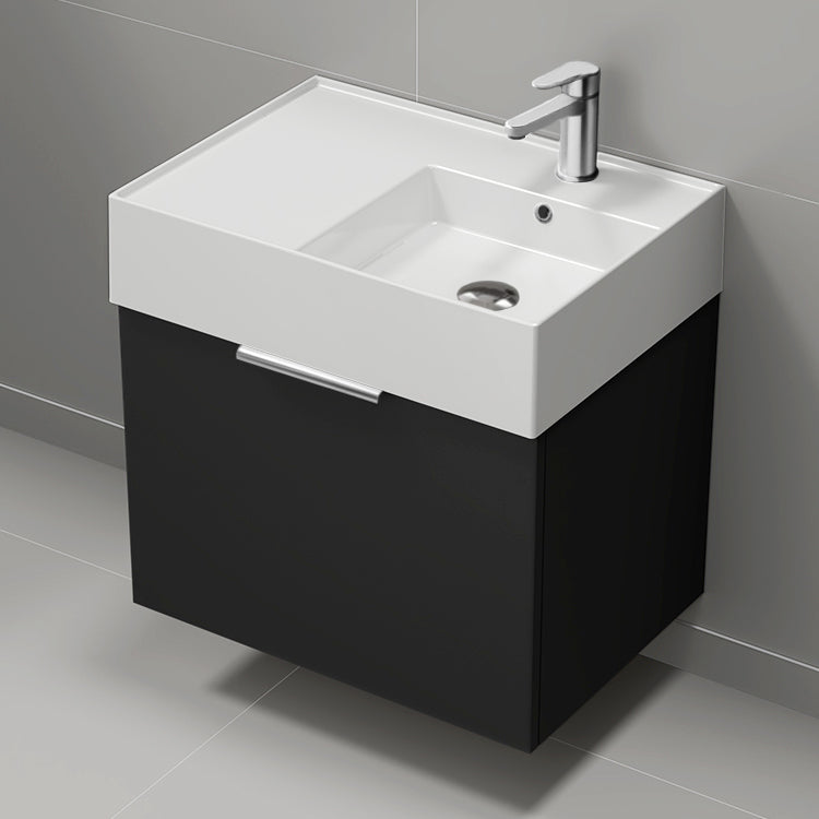 Black Bathroom Vanity, Modern, Wall Mounted, 24"