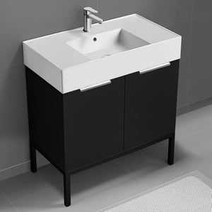 Black Bathroom Vanity, Modern, Free Standing, 32"