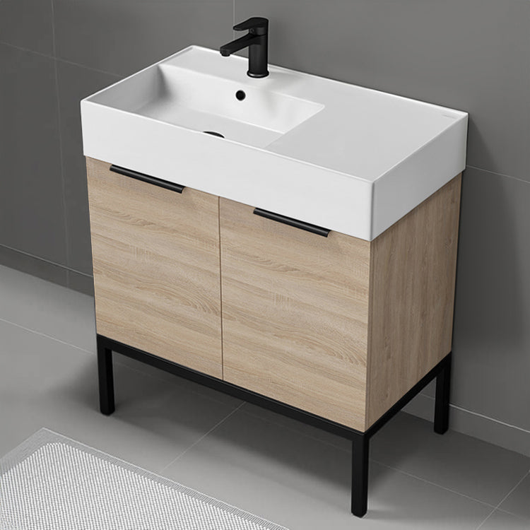 Bathroom Vanity, Modern, Free Standing, Brown Oak, 32"