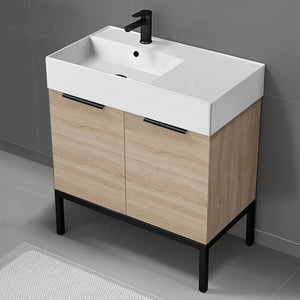 Bathroom Vanity, Modern, Free Standing, Brown Oak, 32"