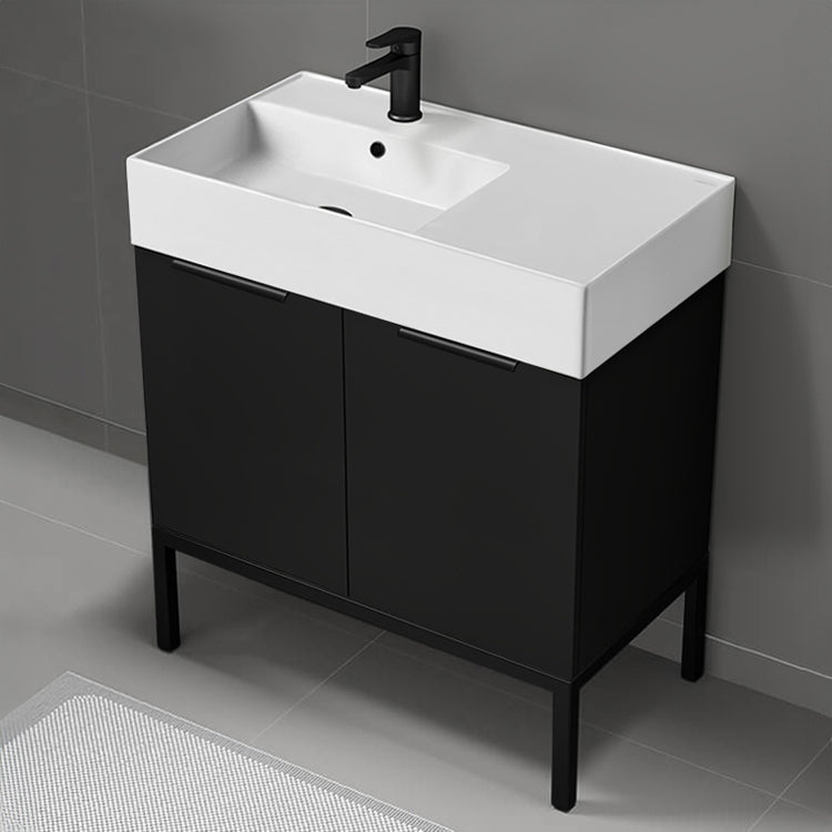 Black Bathroom Vanity, Modern, Free Standing, 32"