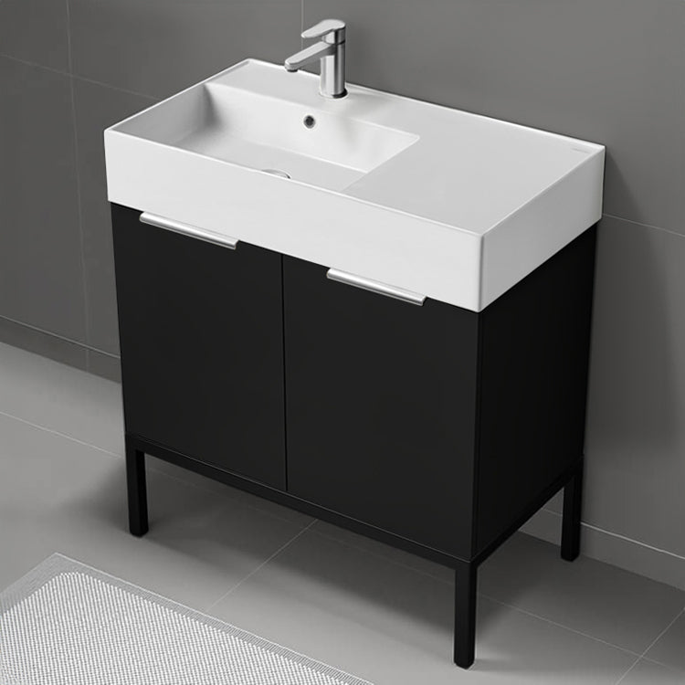 Black Bathroom Vanity, Modern, Free Standing, 32"
