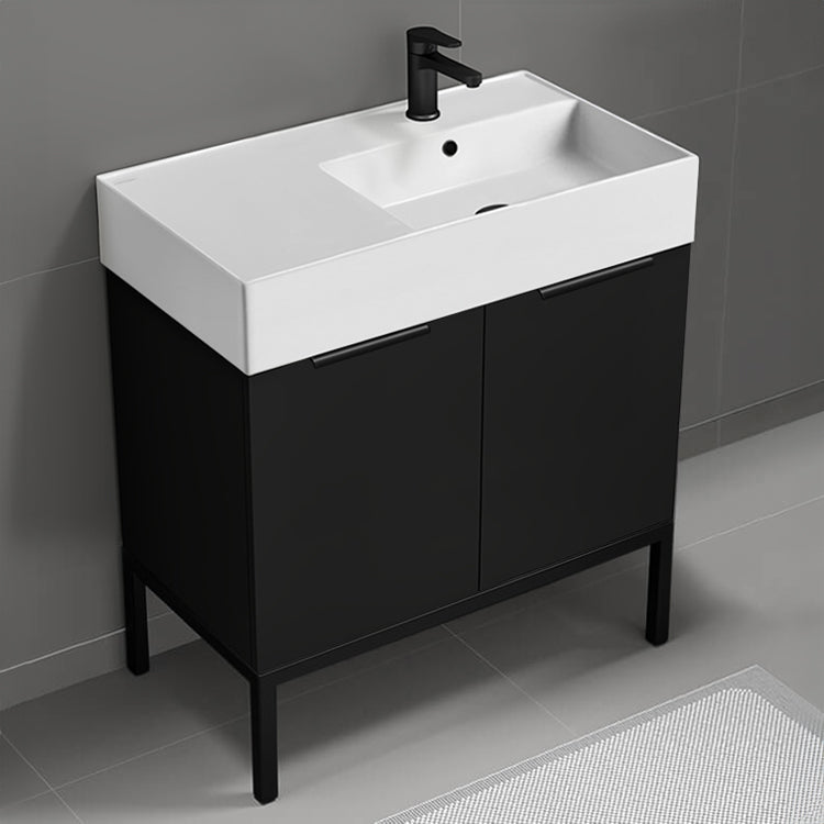 Black Bathroom Vanity, Modern, Free Standing, 32"