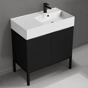 Black Bathroom Vanity, Modern, Free Standing, 32"