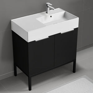 Black Bathroom Vanity, Modern, Free Standing, 32"