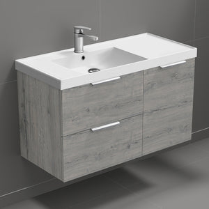Wall Mounted Bathroom Vanity, 36", Grey Oak