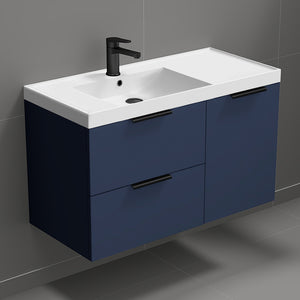 Wall Mounted Bathroom Vanity, 36", Blue
