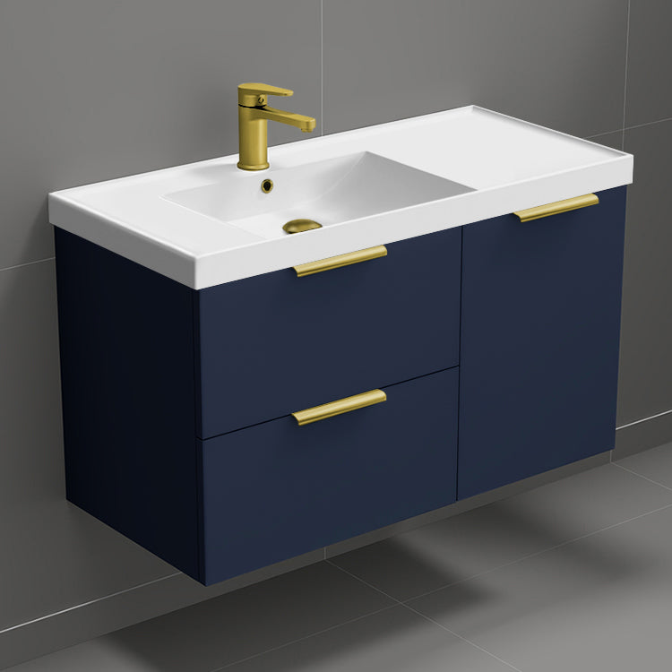 36" Bathroom Vanity, Floating, Modern, Blue