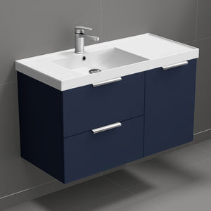 Blue Bathroom Vanity, Floating, 36"