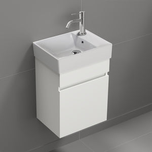 Small Bathroom Vanity, Modern, Wall Mount, 16", Glossy White