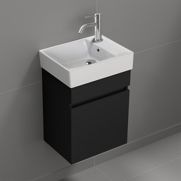 Small Bathroom Vanity, Modern, 16", Black
