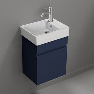 Small Bathroom Vanity, Wall Mounted, 16", Blue