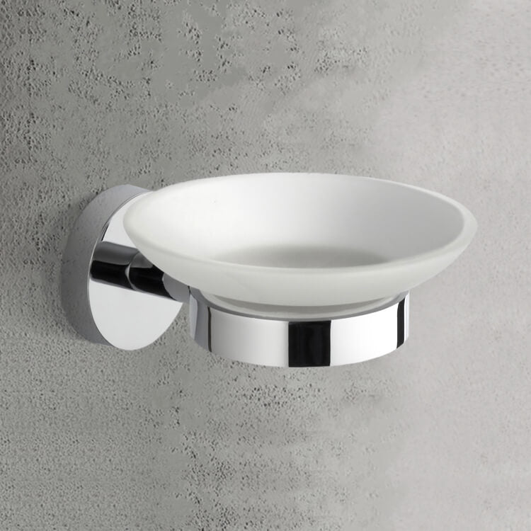 Chrome Wall Mounted Frosted Glass Soap Dish