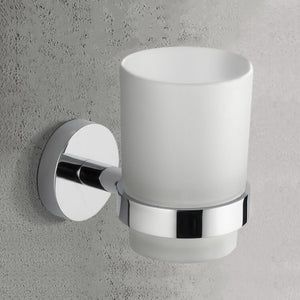 Chrome Wall Mounted Frosted Glass Toothbrush Holder