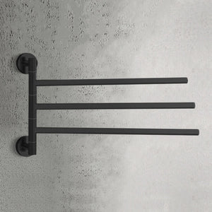 Triple Swivel Towel Bar, 14 Inch, Matte Black
