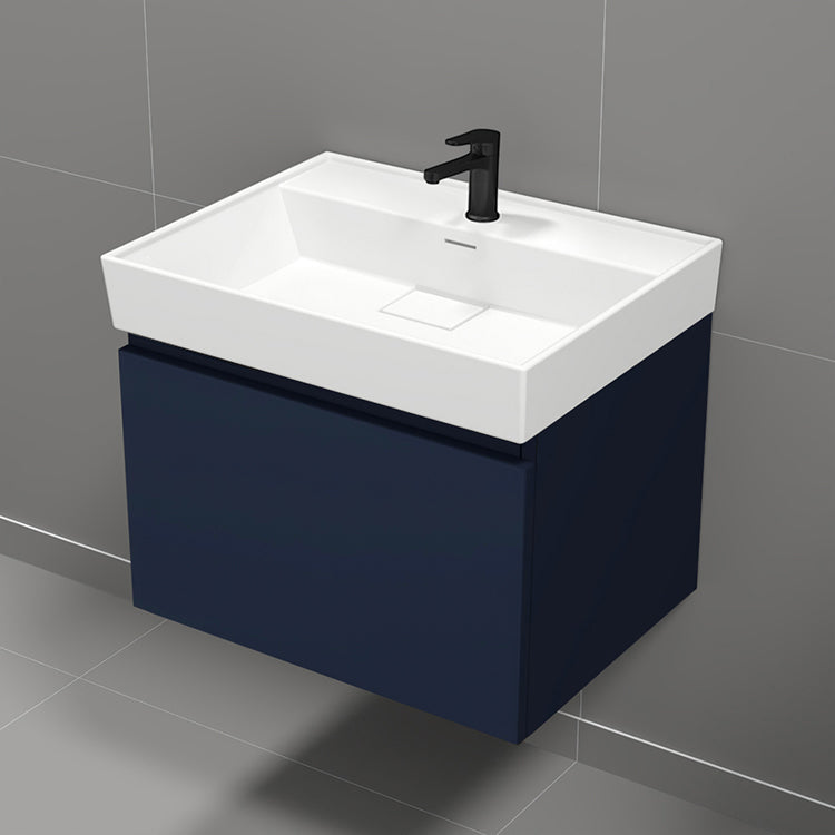 24" Bathroom Vanity, Floating, Modern, Blue