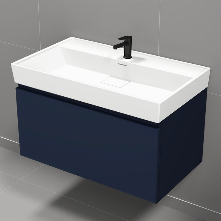 Modern Bathroom Vanity, 32", Blue