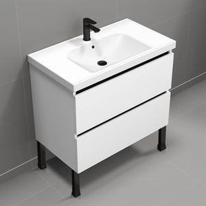 Modern Bathroom Vanity, Floor Standing, 32", Glossy White