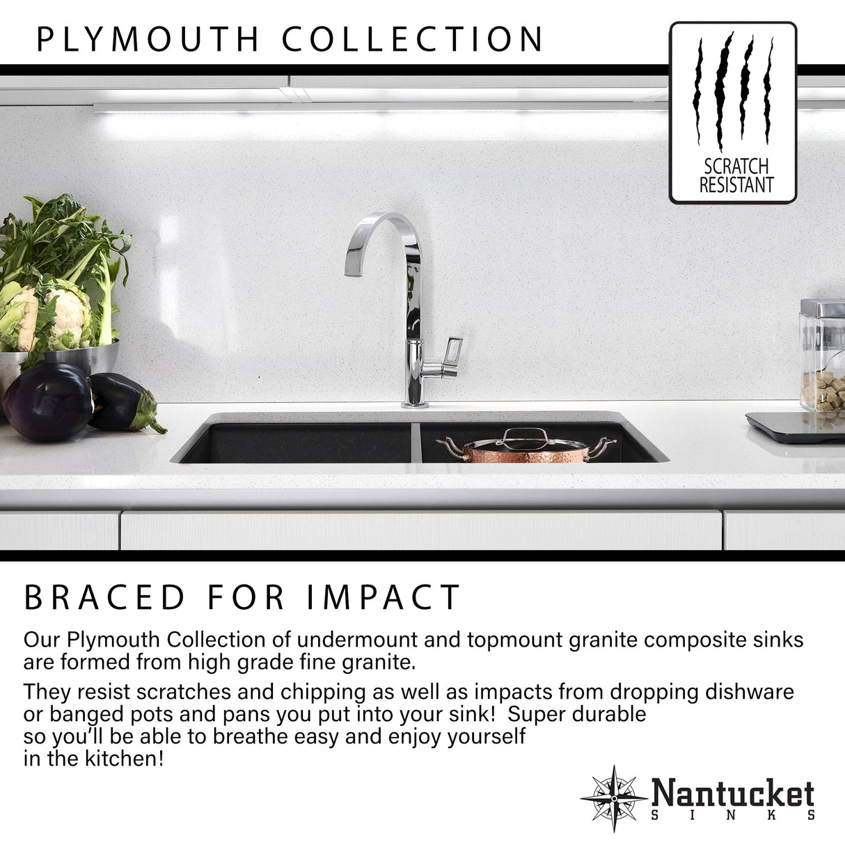 Nantucket Sinks 60/40 Double Bowl Undermount Granite Composite Brown