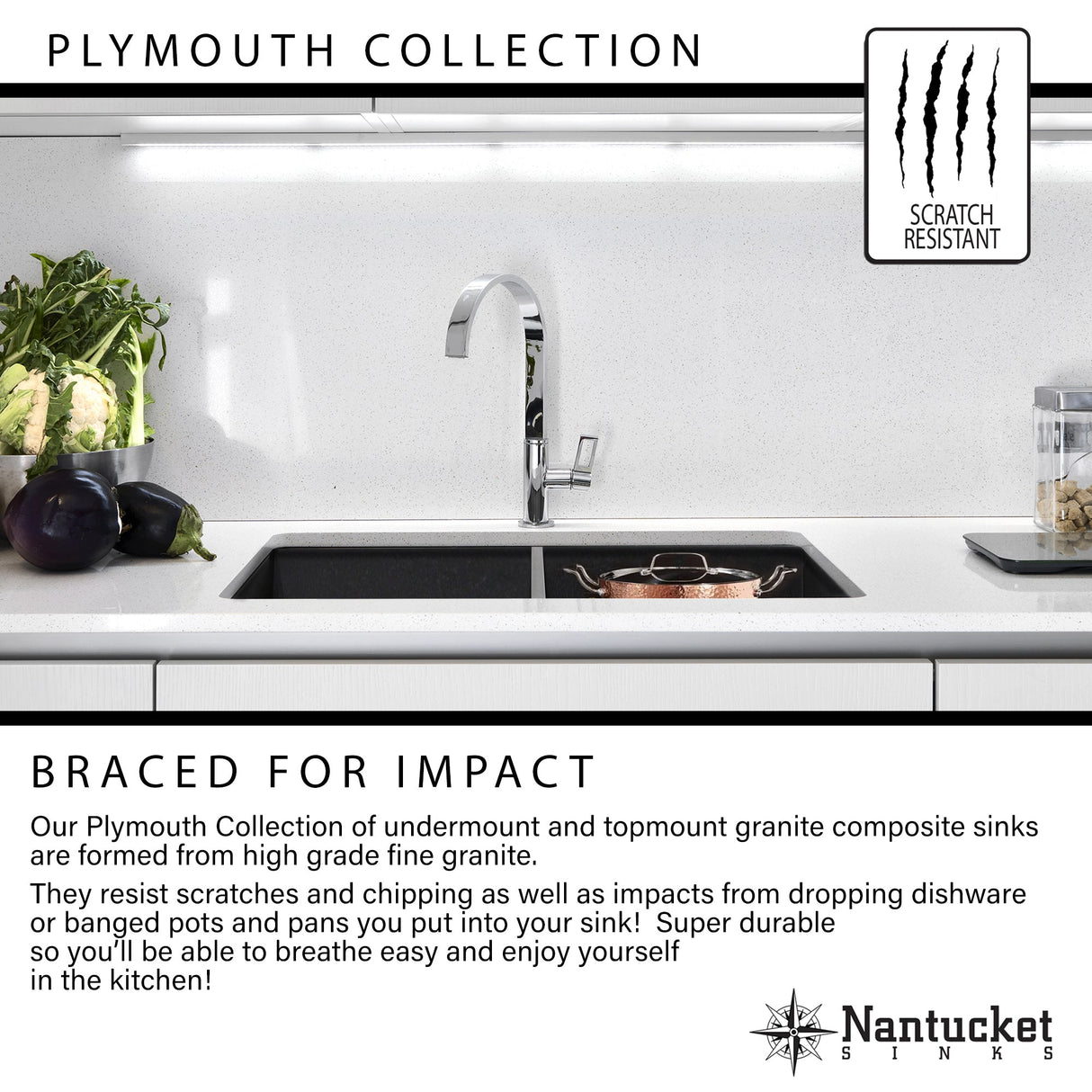 Nantucket Sinks 50/50 Double Bowl Undermount Granite Composite Truffle