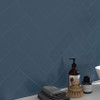 Urbano navy 3d mix ceramic white textured subway tile 12x4 glossy  msi collection NURBNAVMIX4X12 product shot angle view