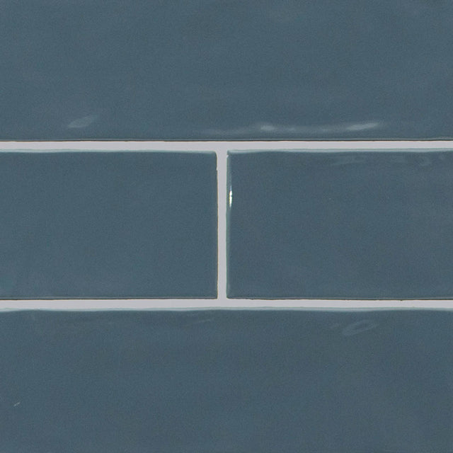 Urbano navy ceramic white subway tile 4x12 glossy  msi collection NURBNAV4X12 product shot angle view