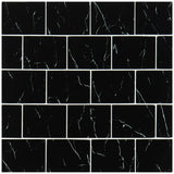 Nero marquina 3x6 matte glass wall tile SMOT-GL-T-NERMAR36 product shot wall view #Size_3"x6"