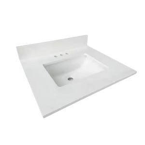 New England Home Goods 25" x 22" Quartz Vanity Top with Blacksplash