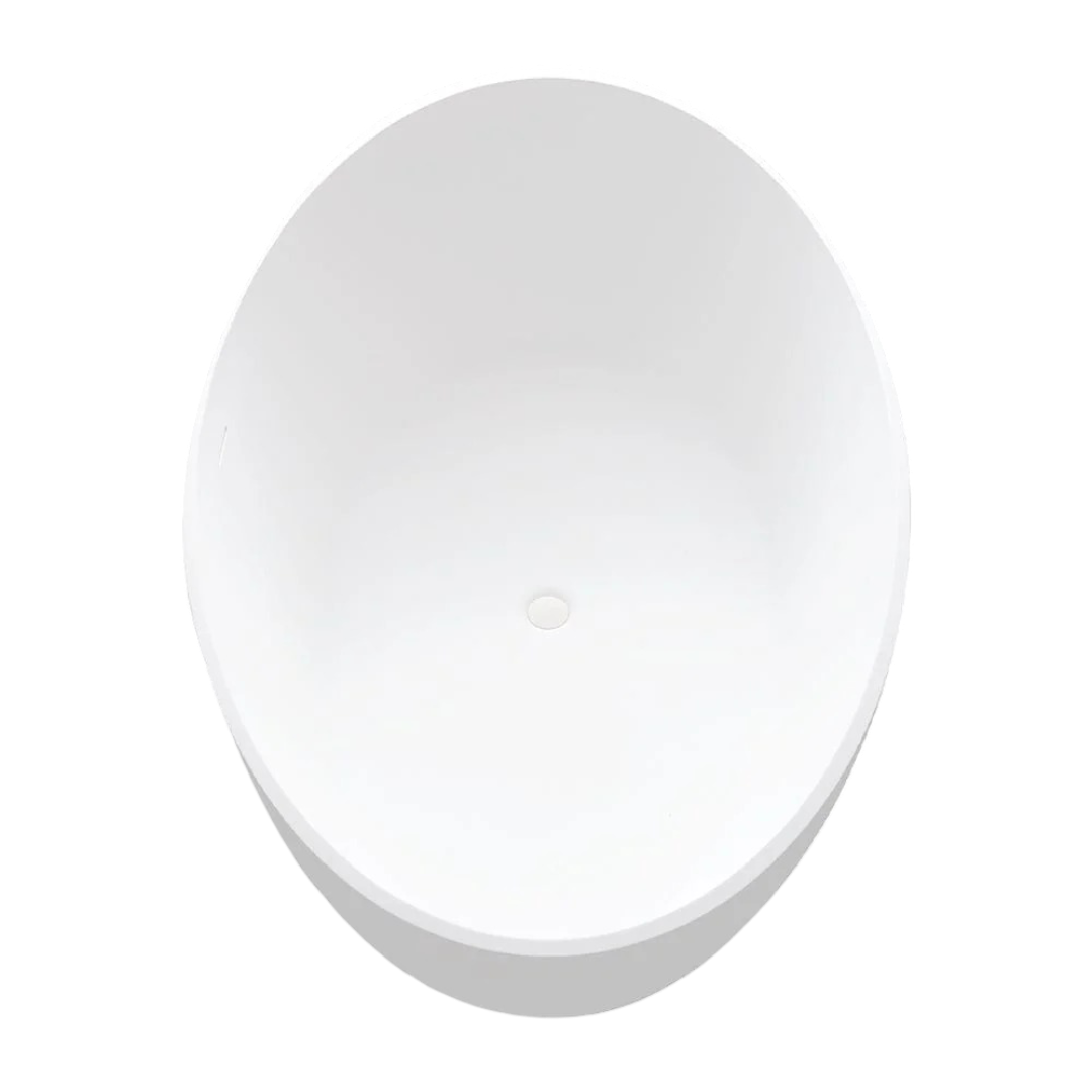 New England Home Goods 67″ Cape Neddick Solid Surface Freestanding Slipper Bathtub – Extra Wide, Matte White