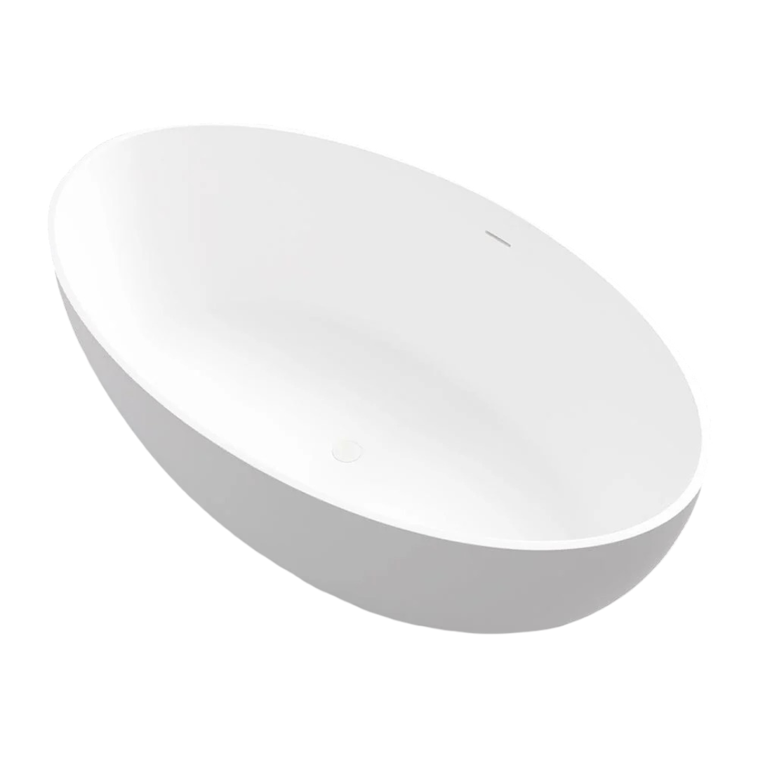 New England Home Goods 67″ Cape Neddick Solid Surface Freestanding Slipper Bathtub – Extra Wide, Matte White