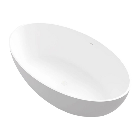 New England Home Goods 67″ Cape Neddick Solid Surface Freestanding Slipper Bathtub – Extra Wide, Matte White