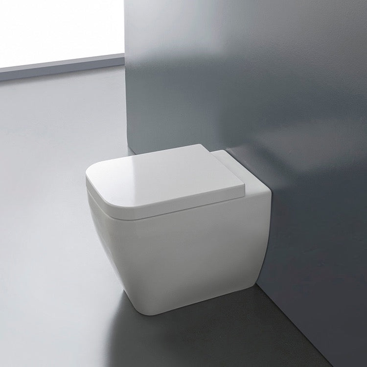 Modern Floor Standing Toilet, Ceramic, Squared