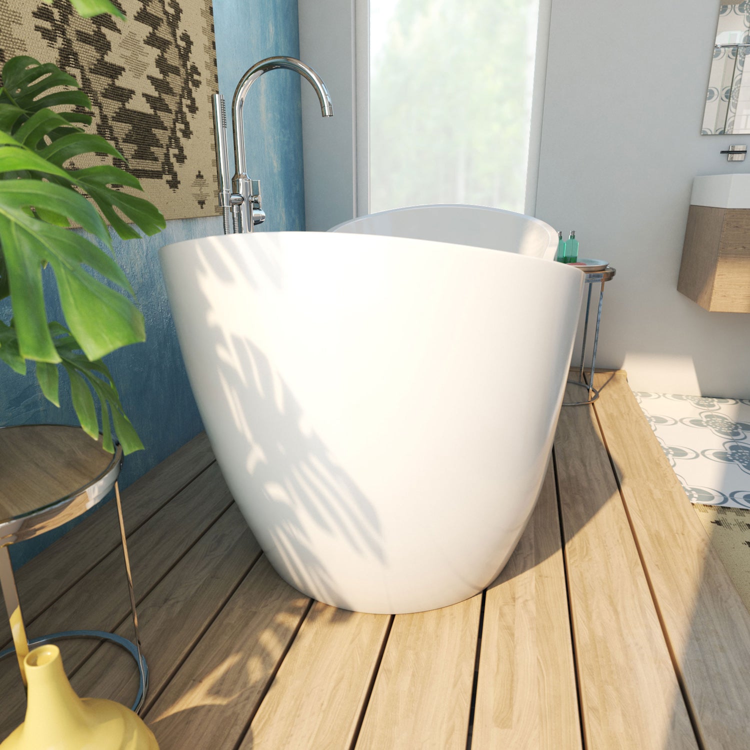 DreamLine Nile 59 in. L x 28 in. H Acrylic Freestanding Bathtub with Chrome Finish