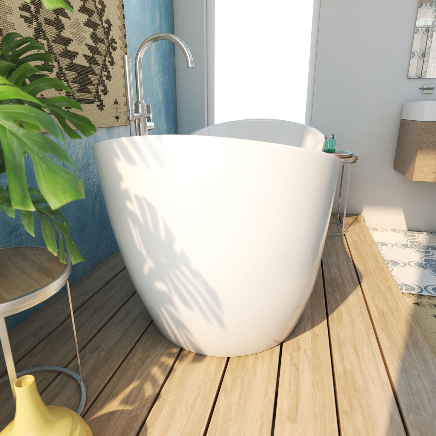 DreamLine Nile 59 in. L x 28 in. H Acrylic Freestanding Bathtub with Brushed Nickel Finish